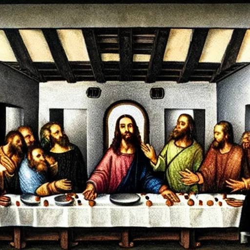 Image similar to the true last supper, jesus and his disciples, religious iconography