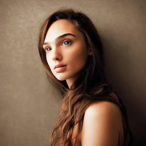 Image similar to a masterpiece portrait photo of a beautiful young woman who looks like an eskimo gal gadot, symmetrical face, random background scene