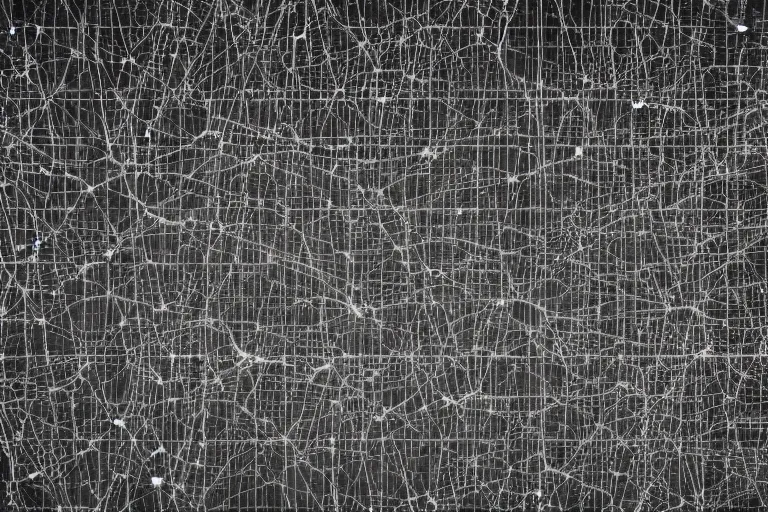 Image similar to dark closeup view of a cave system made out of multiple overlays of simple clean scientific data visualized on top of each other, bar charts, plexus, thick squares and large arrows, waveforms on top of square charts, gaps and pauses, space molecules, radio signals, negative space