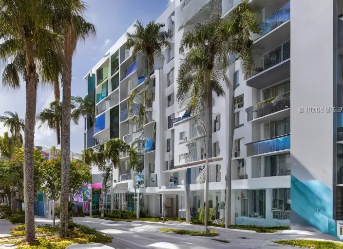 Prompt: 8 k photograph of stunning 2 0 2 2 wynwood studio apartment, colorful award winning design, designed by michael wolk + deborah dimare