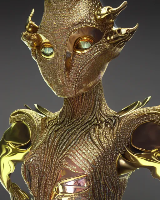 Image similar to a highly detailed metahuman 4 k close up render of an alien goddess bella hadid monument dragon in iris van herpen dress schiaparelli in diamonds crystals swarovski and jewelry iridescent in style of alphonse mucha gustav klimt trending on artstation made in unreal engine 4