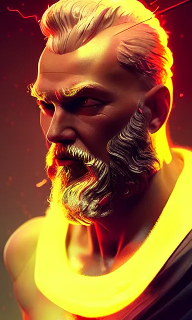 Image similar to the god zeus, lightning, special effects, artstation, concept art, cgsociety, sharp focus, portrait, colorful, cinematic lighting, by guillem h. pongiluppi, krzysztof porchowski jr