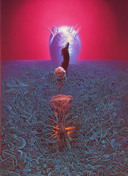 Image similar to alex jones by lisa frank and zdzislaw beksinski