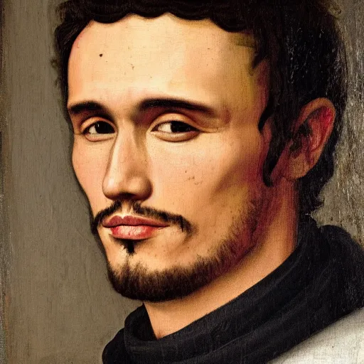 Prompt: a renaissance style portrait painting of James Franco