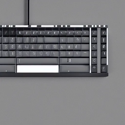 Prompt: Isometric product marketing photo of a beautiful keyboard designed by Dieter Rams