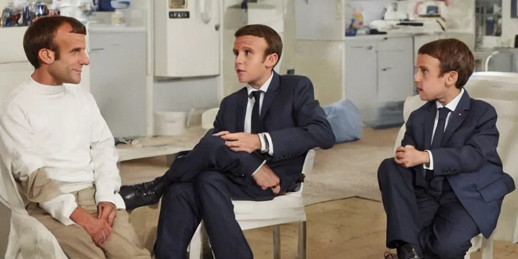 Prompt: Macron in TV serie Malcolm in the Middle