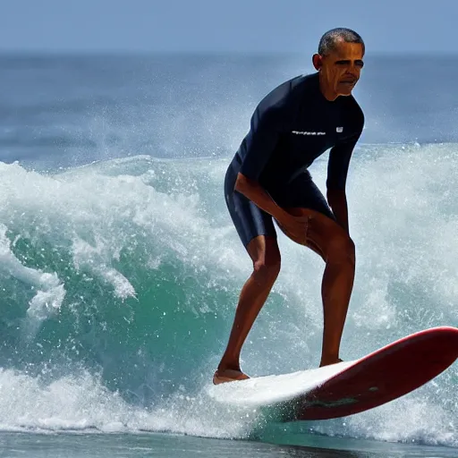 Prompt: obama surfing