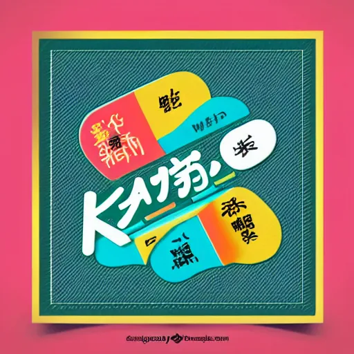 Image similar to square flyer design with bright and colourful vintage typographic Japanese katakana, layout design, illustrator vector graphics