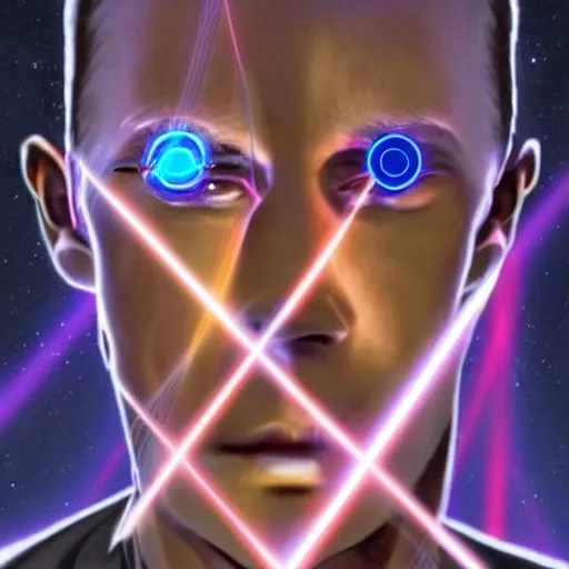 Image similar to god with laser eyes