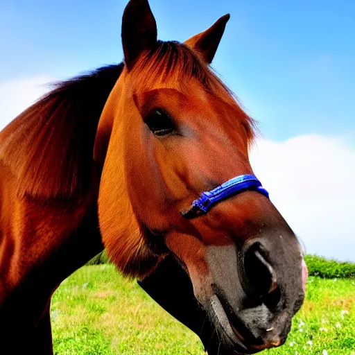 Prompt: Horse sniffing the camera