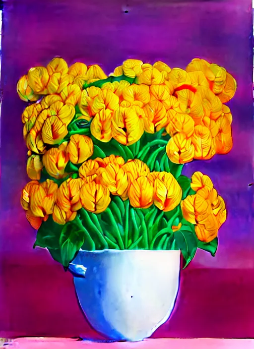 Prompt: pot of flowers by shusei nagaoka, kaws, david rudnick, airbrush on canvas, pastell colours, cell shaded, 8 k