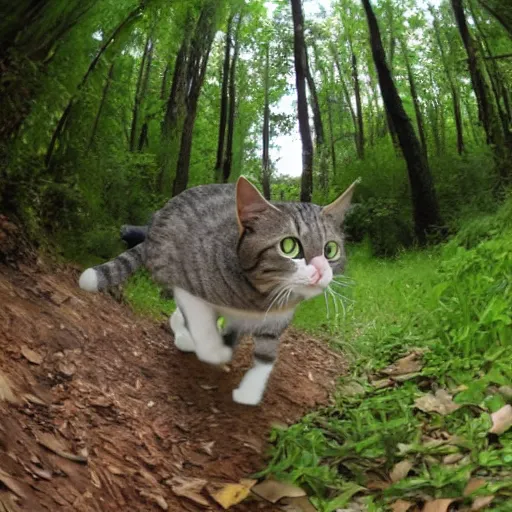 Image similar to cat on trail-cam, slight fish-eye lens