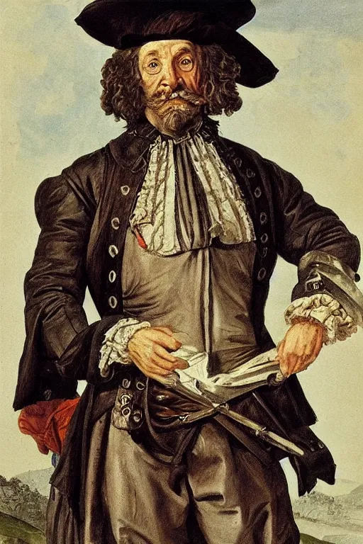 Prompt: portrait of an old rich 17th century sailor, hyperdetailed, concept art, art by Franz Hals