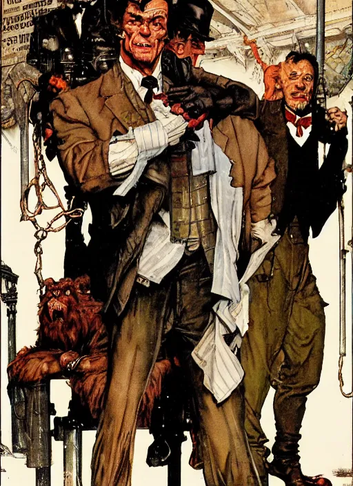 Image similar to full body and head portrait of mr hyde league of extraordinary gentlemen, painted by norman rockwell and phil hale and greg staples and tom lovell and frank schoonover and jack kirby