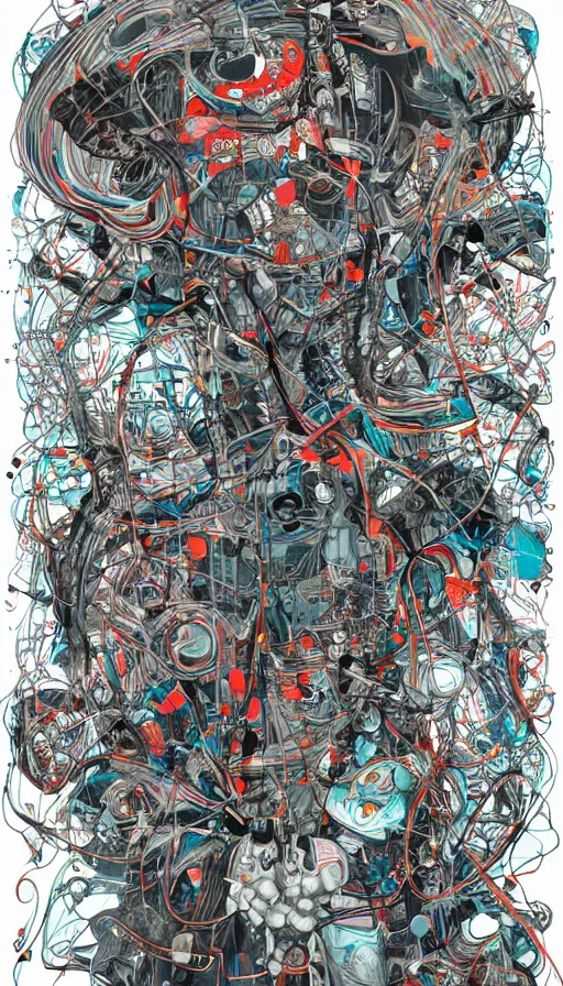 Image similar to techno artwork, by james jean