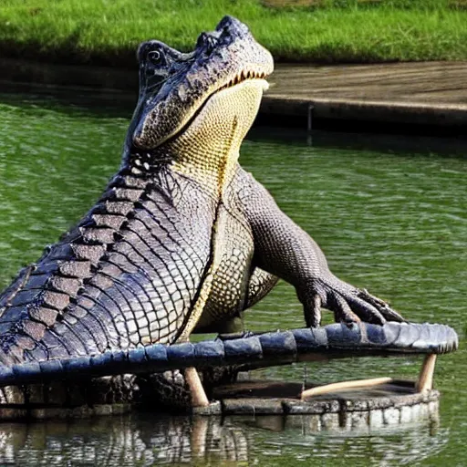 Image similar to Alligator sitting in a throne