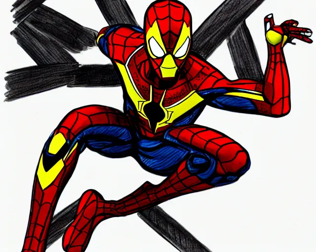 Prompt: sketch of the mcu iron spider