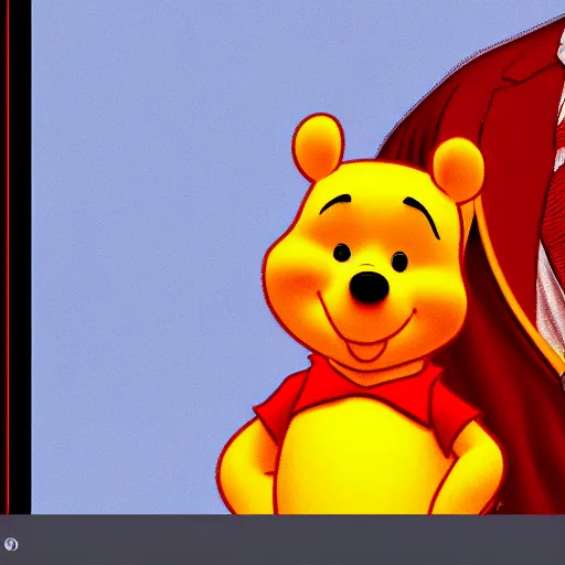 Prompt: a highly realistic photo of Winnie the Pooh with the face of Presidenyt Xi Jinping, hyperdetailed, artstation, digital art, photorealism, accurate, 8k,