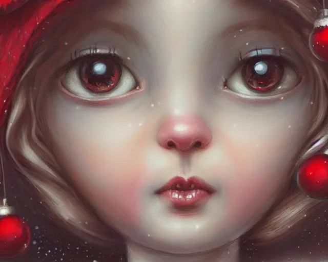 Image similar to closeup profile portrait of victorian london streets, nicoletta ceccoli, mark ryden, lostfish, max fleischer, hyper realistic, artstation, illustration, digital paint, matte paint, vivid colors, bright, cheerful, detailed and intricate christmas environment