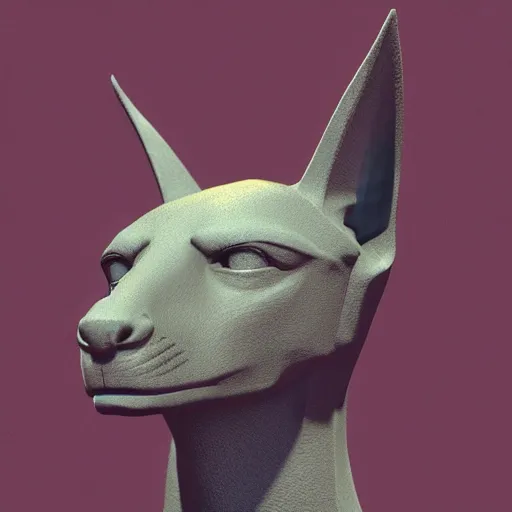 Image similar to anubis, nasus, digital model, head, detailed, beeple, art station, head, colored, perfect lines, symetric