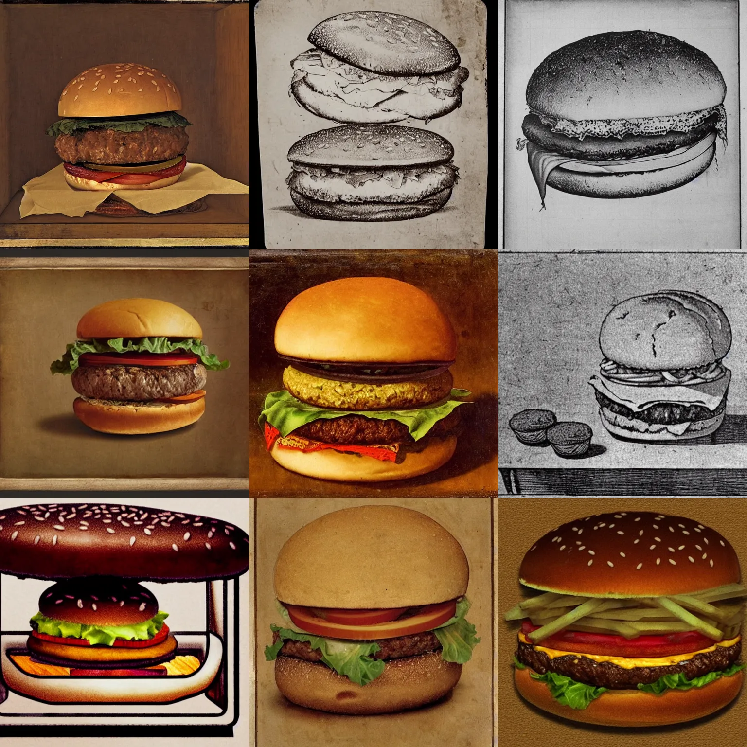 Prompt: an hamburger drawn by da vinci