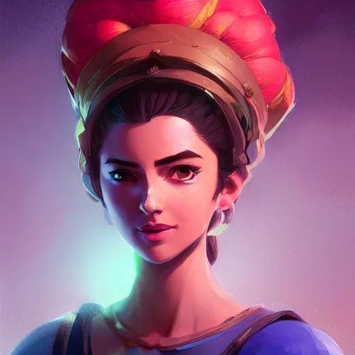 Image similar to beautiful female portrait, maya ali mage, gloomhaven, dynamic lighting, gaudy colors, octane render aesthetic, matte painting concept art, official fanart behance hd artstation by jesper ejsing, by rhads and makoto shinkai and lois van baarle and ilya kuvshinov and rossdraws