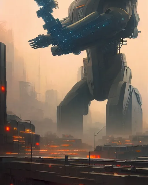 Giant robot destroys Chinese city , - AI Photo Generator - starryai