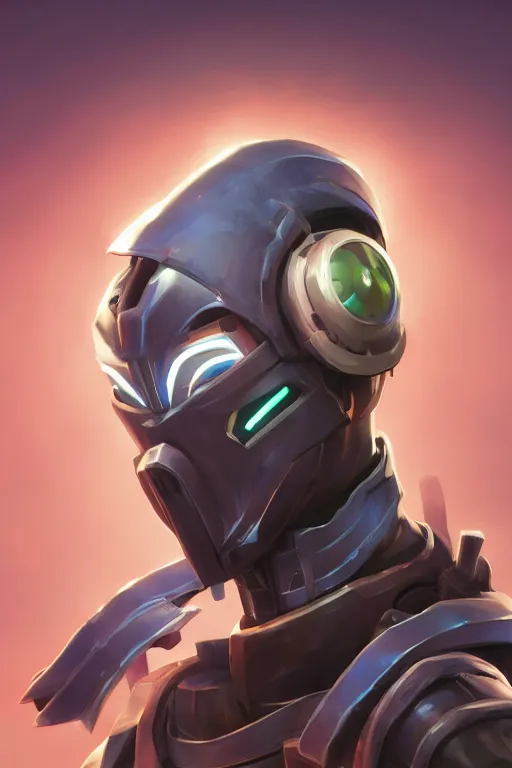 Image similar to epic mask helmet robot ninja portrait stylized as fornite style game design fanart by concept artist gervasio canda, behance hd by jesper ejsing, by rhads, makoto shinkai and lois van baarle, ilya kuvshinov, rossdraws global illumination radiating a glowing aura global illumination ray tracing hdr render in unreal engine 5