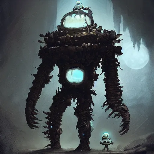 Prompt: astro bot creepy, nightmare, dream - like heavy atmosphere in the style of greg rutkowski and craig mullins