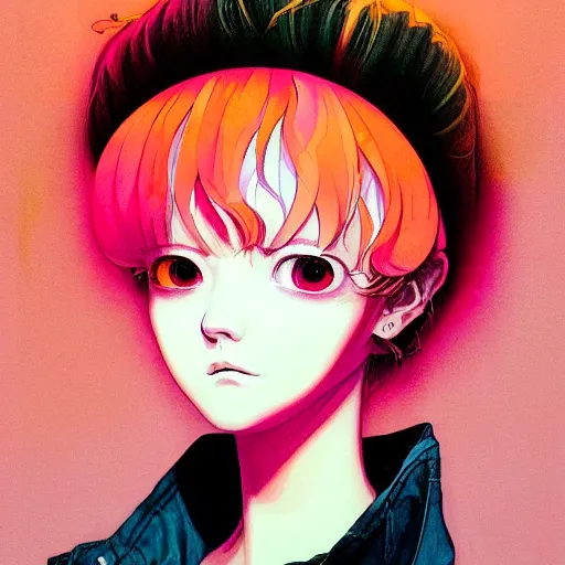 Prompt: prompt : pink and orange portrait soft light painted by james jean and katsuhiro otomo and erik jones, inspired by evangeleon anime, smooth face feature, intricate oil painting, high detail illustration, sharp high detail, manga and anime 1 9 9 9