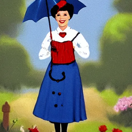 Prompt: professional photo of dairy poppins, mary poppins as a milkmaid