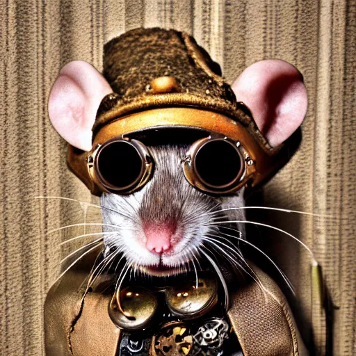 Image similar to a rat with steampunk googles, by 500px