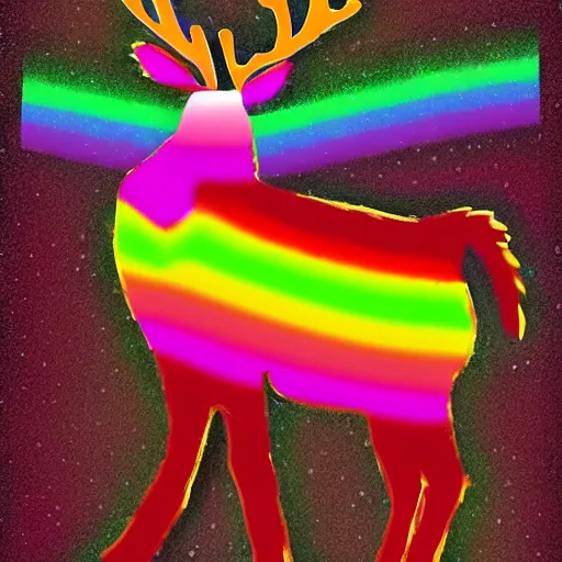 Image similar to Reindeer made out of void, rainbow outline, fursona, furry, back, male furry anthro,