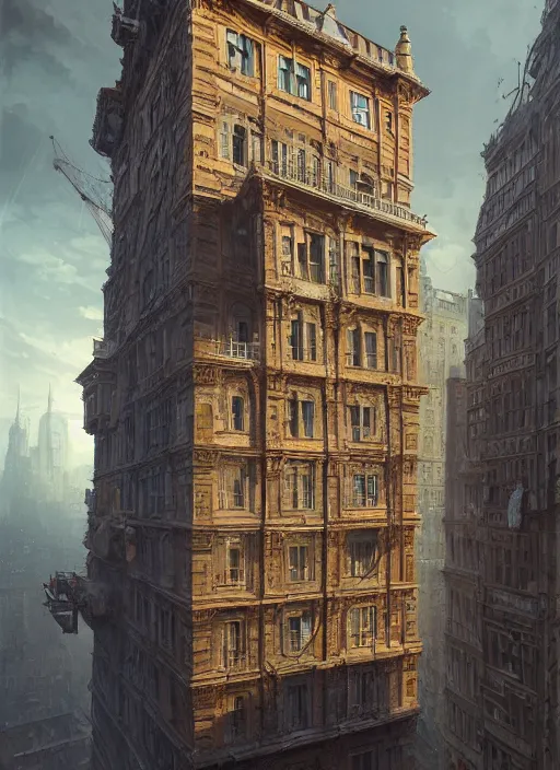 Image similar to a building with architecture never seen before by peter kuczia, very detailed, intricate details, complimentary colors, perfect lighting, perfect composition, aesthetic, masterpiece, award winning, artstation, darek zabrocki, greg rutkowski, artgerm, 4 k