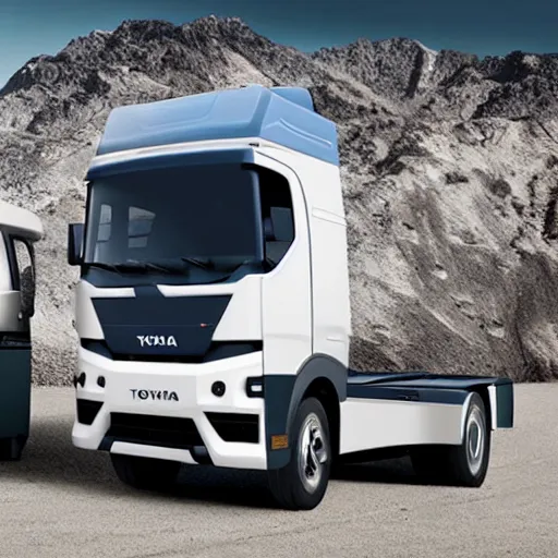 Prompt: A lorry/truck designed and produced by Toyota, promotional photo