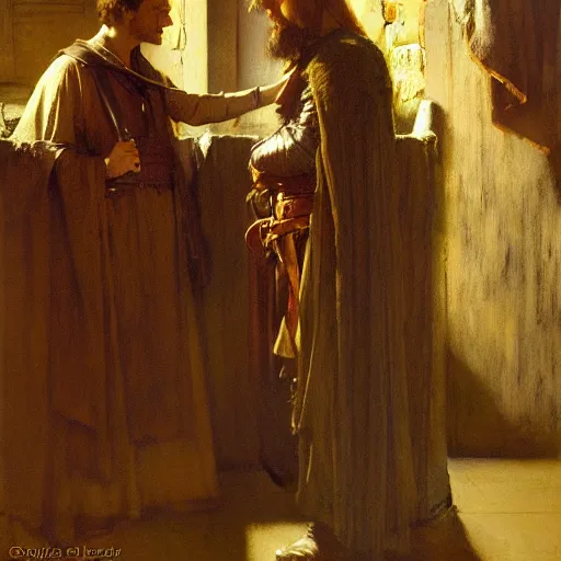 Image similar to the lord of the rings, painting by gaston bussiere, craig mullins, j. c. leyendecker, johannes vermeer