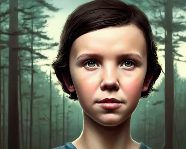 Image similar to highly detailed portrait of a millie bobby brown, in the walking dead, stephen bliss, unreal engine, fantasy art by greg rutkowski, loish, rhads, ferdinand knab, makoto shinkai and lois van baarle, ilya kuvshinov, rossdraws, tom bagshaw, global illumination, radiant light, detailed and intricate environment