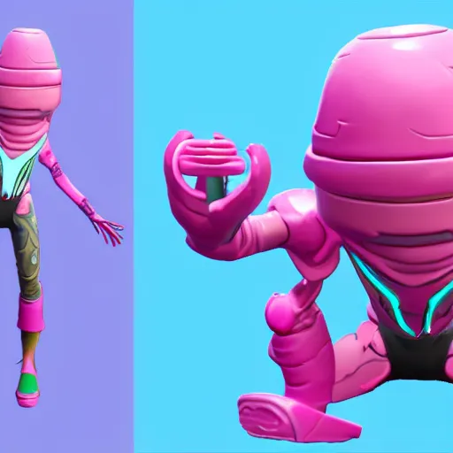 Prompt: pink alien, fortnite character c 9. 0