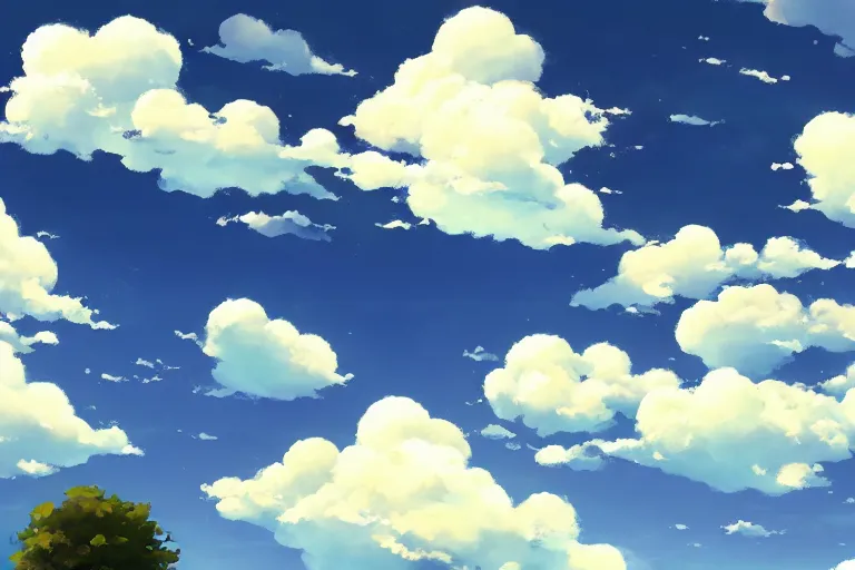 Prompt: stylized clouds, curls clouds, blue sky by makoto shinkai, pixar