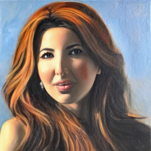 Image similar to nancy ajram, oil painting