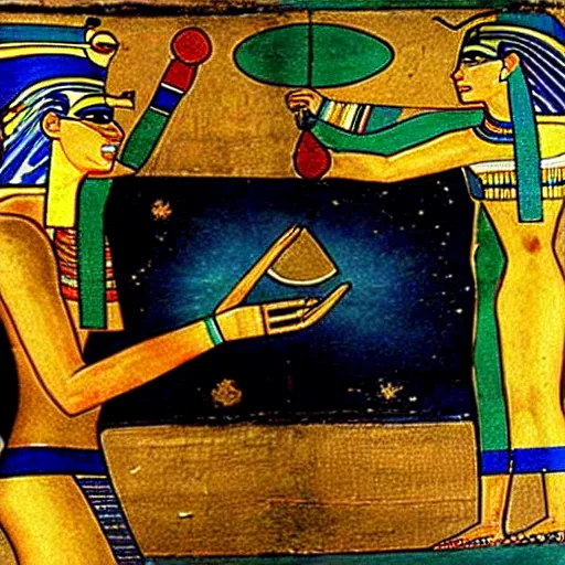 Prompt: creation of the universe, egyptian painting