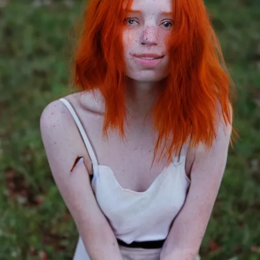 Image similar to a portrait of a redhead girl with freckles