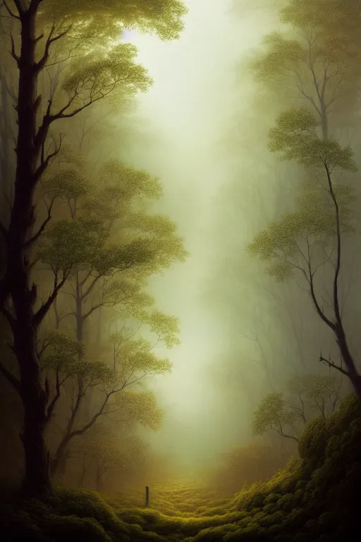 Image similar to a beautiful digital illustration painting of a foggy forest turbulent wind by benoit b. mandelbrot, steven belledin, martin johnson heade, lee madgwick, caspar david friedrich, and david rios ferreira. 8 k resolution trending on artstation concept art digital illustration