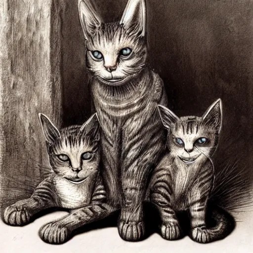 Prompt: cats by giger