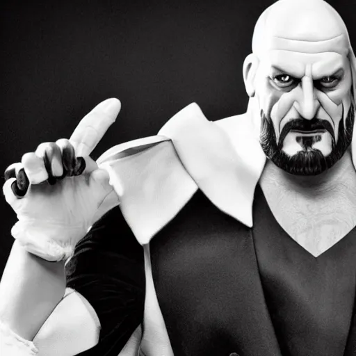 Image similar to Head-to-shoulder shot of Triple H as a Disney villain