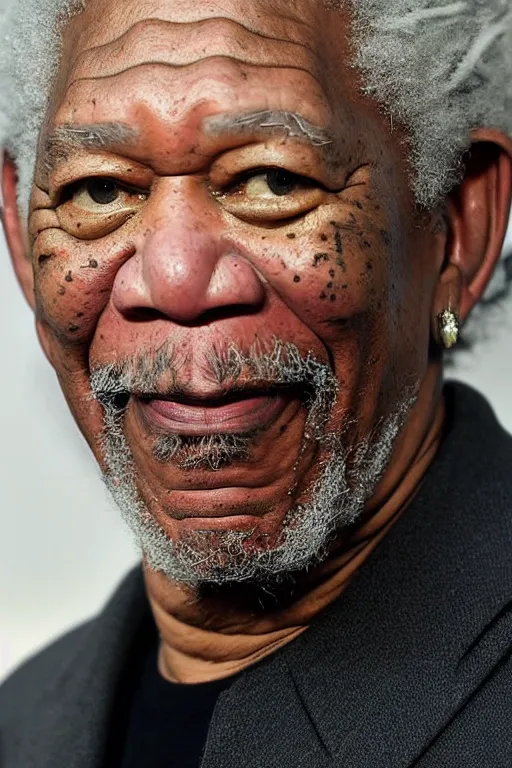 Prompt: Morgan Freeman reprising his role as Bilbo Baggins for a new Lord of the Rings spin-off directed by Peter Jackson, detailed face, good lighting, promo shoot, studio lighting