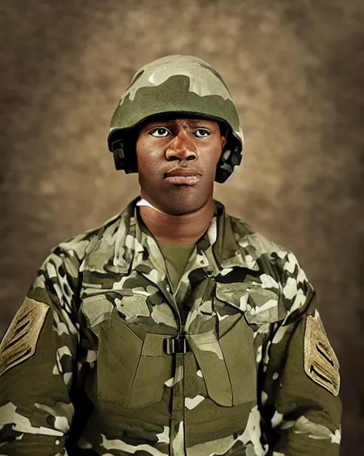 Image similar to “Photo of a heavily pregnant muscular male soldier wearing military fatigues, HD”