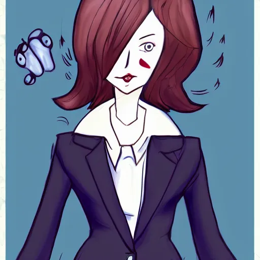 Prompt: girl with an suit cat, artwork by shadman