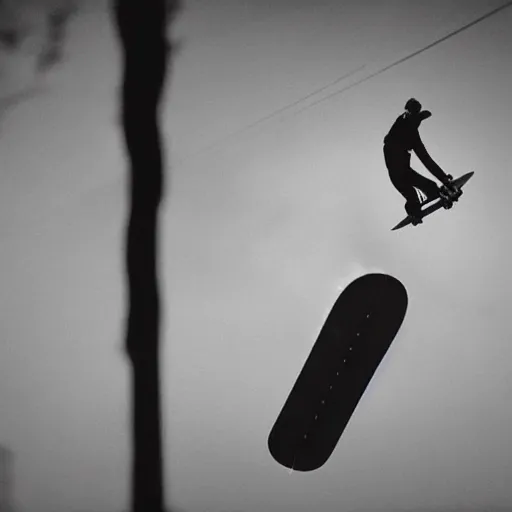 Image similar to tony hawk riding a rocket propelled skateboard and flying it to the moon, 85mm pentax k1000, f 1/3, award winning photography