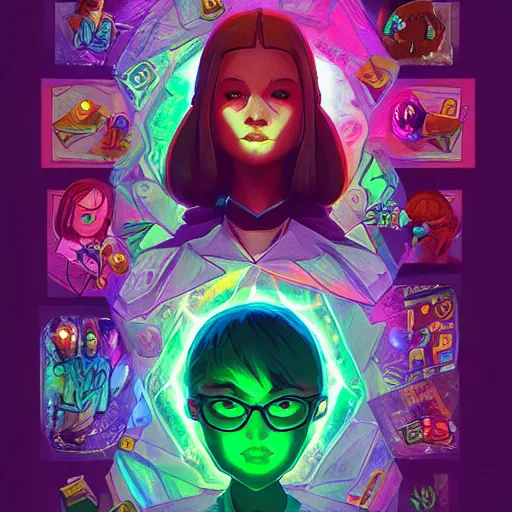 Image similar to skill magic geek inside matrix deepdream radiating a glowing aura stuff loot legends stylized digital illustration video game icon artstation lois van baarle, ilya kuvshinov, rossdraws,